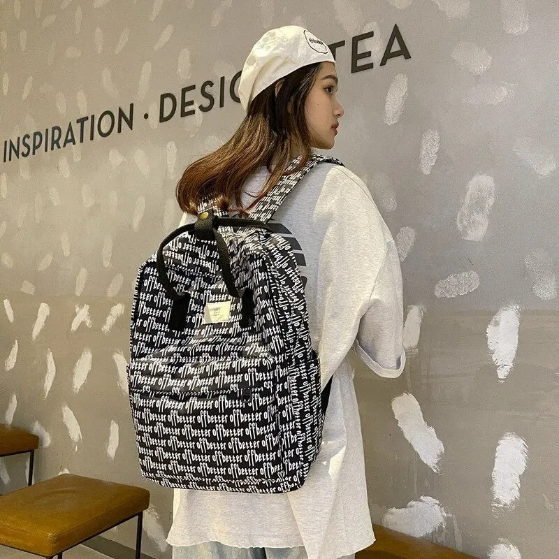 Waterproof Women's Letter Printing Backpacks